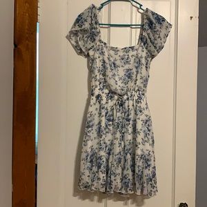 White/blue flower Francesca dress